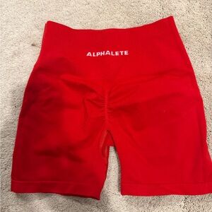 Alphalete Red High-Waist Seamless Bike Shorts